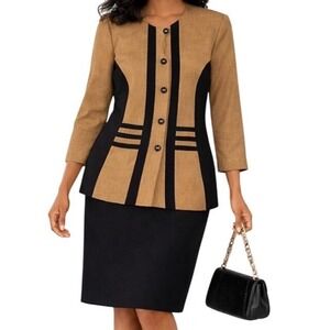 Vintage‎ Karis Korner Colorblock Top Skirt Set Womens 12